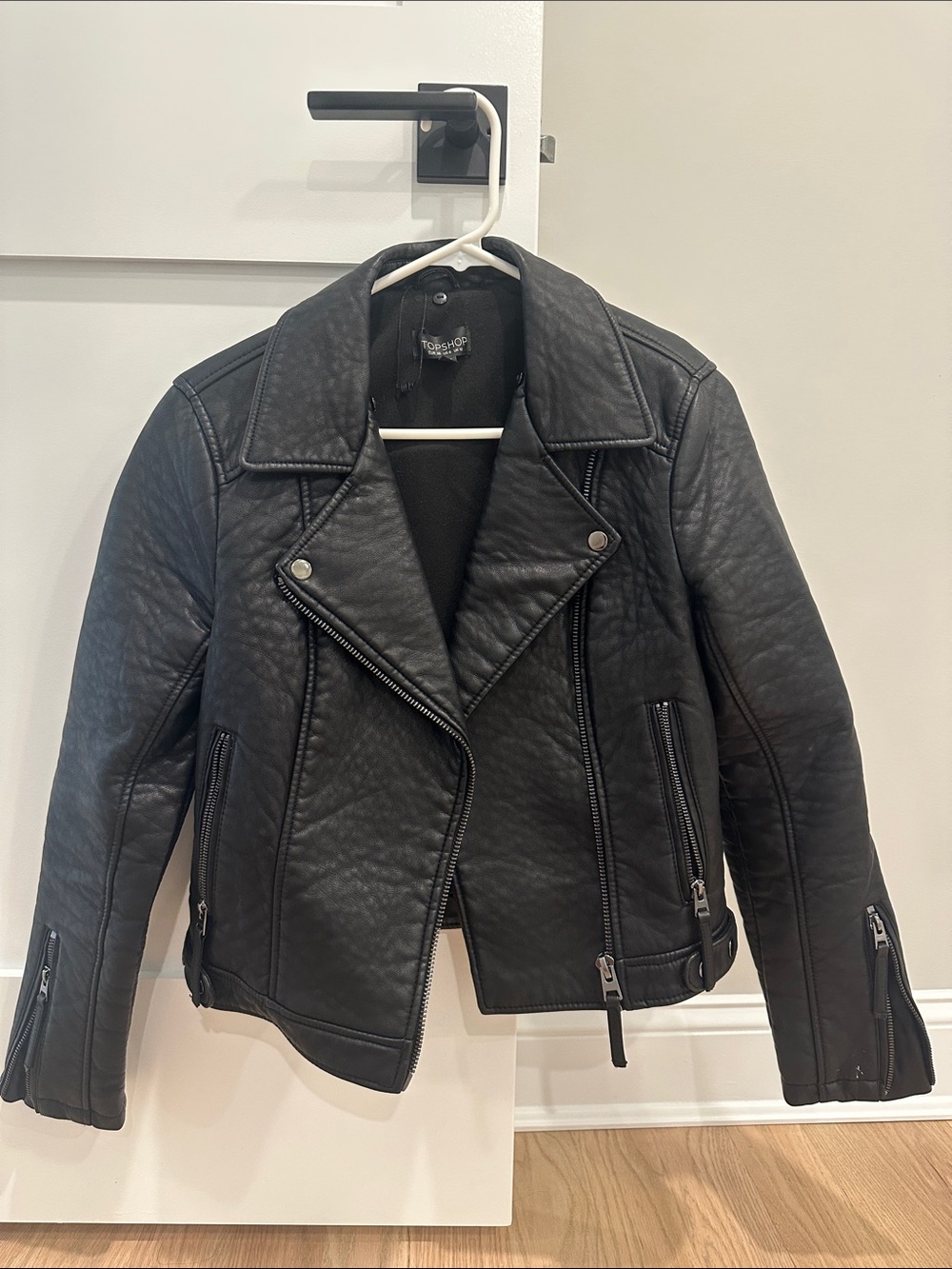 Topshop Black Faux Leather Moto Biker Jacket